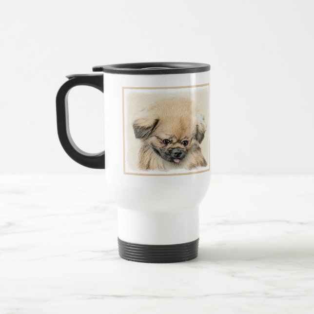 Pekingese Painting - Cute Original Hund Art Resemugg (Vänster)