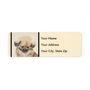 Pekingese Painting - Cute Original Hund Art Returadress Etikett
