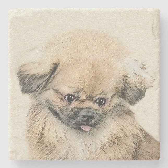 Pekingese Painting - Cute Original Hund Art Stenunderlägg (Framsidan)