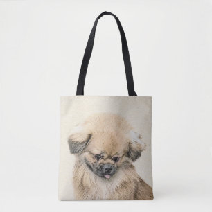 Pekingese Painting - Cute Original Hund Art Tygkasse