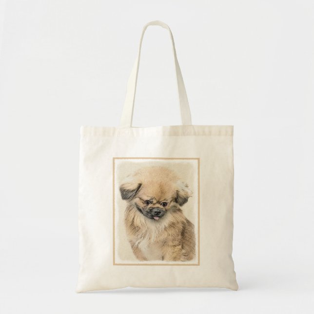 Pekingese Painting - Cute Original Hund Art Tygkasse (Framsidan)