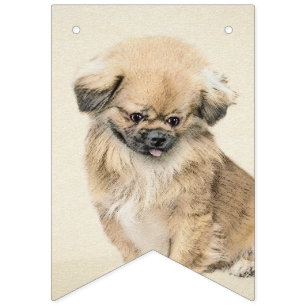 Pekingese Painting - Cute Original Hund Art Vimplar