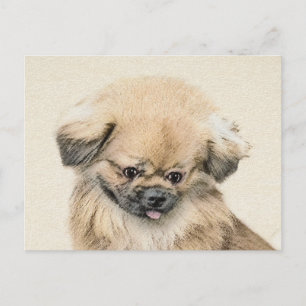 Pekingese Painting - Cute Original Hund Art Vykort