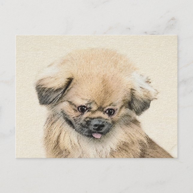 Pekingese Painting - Cute Original Hund Art Vykort (Framsida)