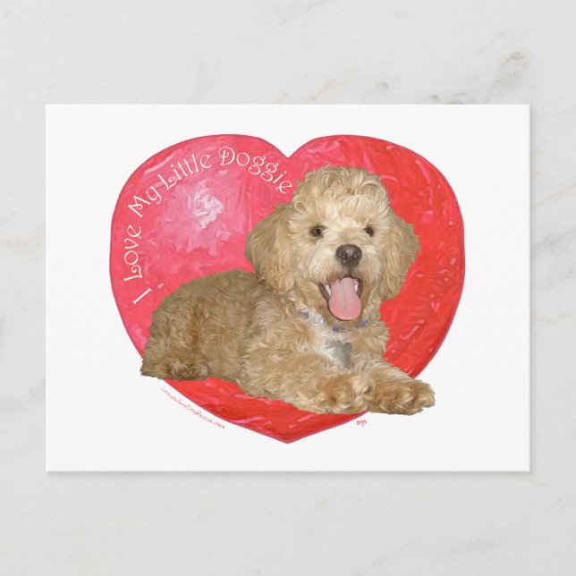 Pekingese / Poodle Mix Alla hjärtans dag Helg Vykort (Framsida)