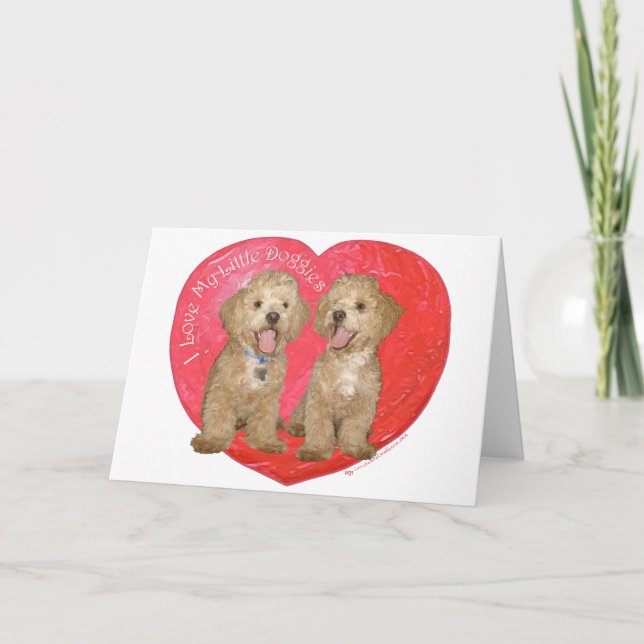 Pekingese / Poodle Mix Alla hjärtans dag Helgkort (Framsida)