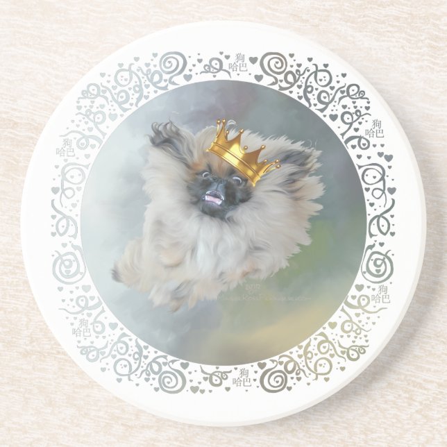 Pekingese Prince Underlägg Sandsten (Framsidan)