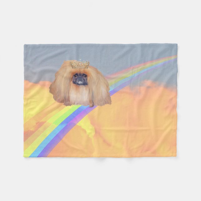 Pekingese Rainbow Fleecefilt (Framsidan (Horisontell))