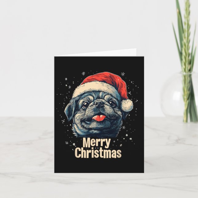 Pekingese Santa Hat God jul Julafton Hund älskare Kort (Framsida)