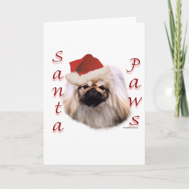 Pekingese Santa tassar Helgkort (Framsida)