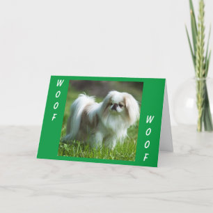 Pekingese Says WOOF WOOF (grattis på födelsedagen) Kort