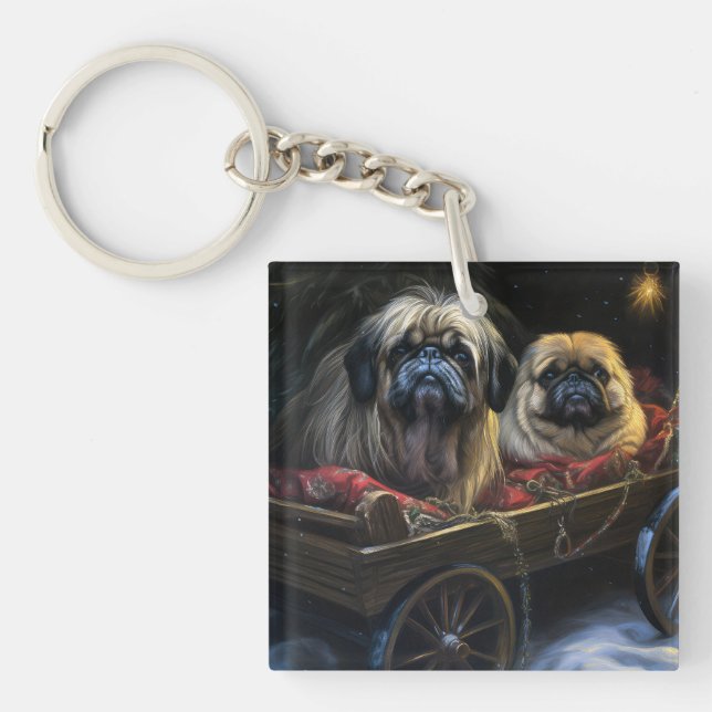 Pekingese Snowy Sleigh-juldekretet (Framsidan)