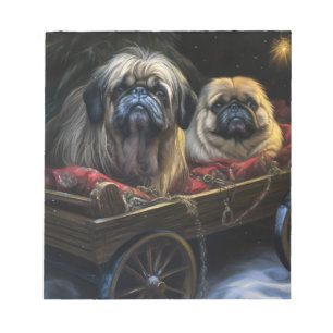 Pekingese Snowy Sleigh-juldekretet Anteckningsblock