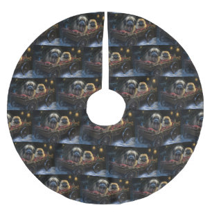 Pekingese Snowy Sleigh-juldekretet Julgransmatta Borstad Polyester