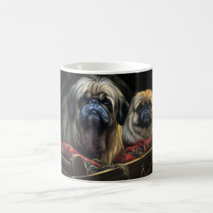 Pekingese Snowy Sleigh-juldekretet Kaffemugg