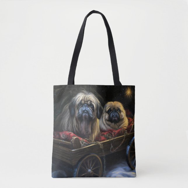 Pekingese Snowy Sleigh-juldekretet Tygkasse (Framsida)