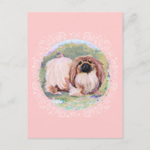 Pekingese Söt i Rosa Vykort