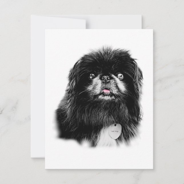 Pekingese Stationery - blank card "Mork" Anteckningskort (Framsida)
