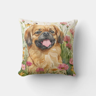 Pekingese Throw Pillow – Watercolor Kudde