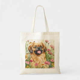 Pekingese Tote Bag – Watercolor Art Tygkasse