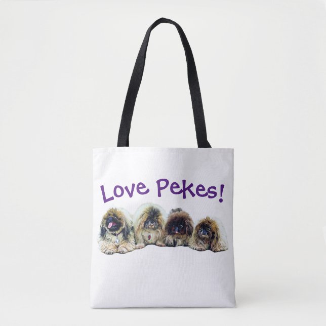 Pekingese Tote, inklusive Peke-änderna! Tygkasse (Framsida)