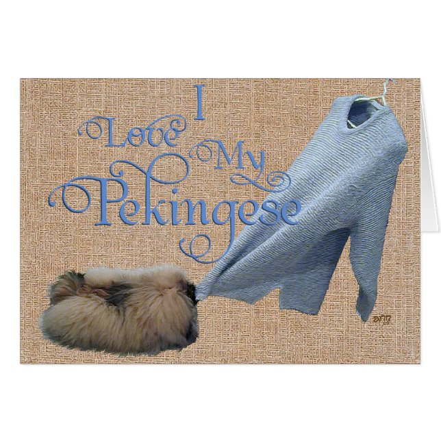 Pekingese Tug-O-Krig Hälsningskort (Framsidan Horizontal)