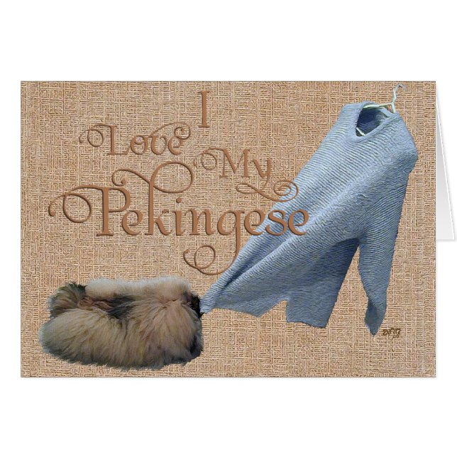 Pekingese Tug-O-Krig Hälsningskort (Framsidan Horizontal)