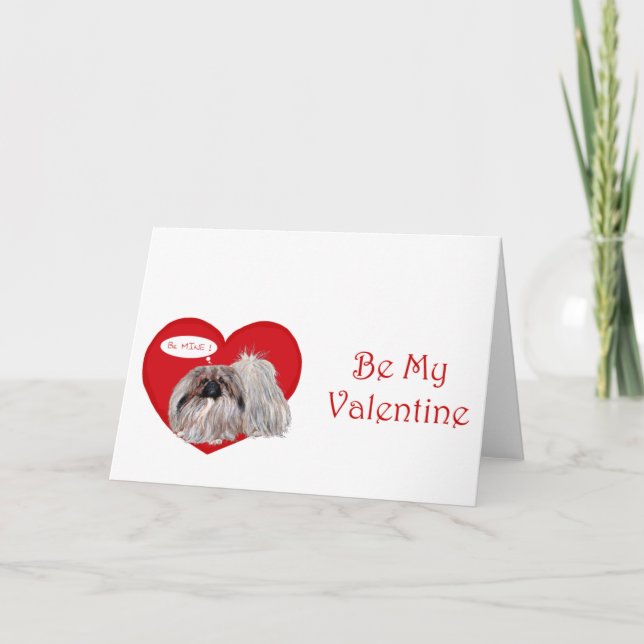 Pekingese Valentine Greeting Card Helgkort (Framsida)