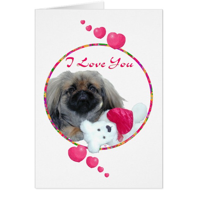 Pekingese Valentine Hälsningskort (Framsidan)