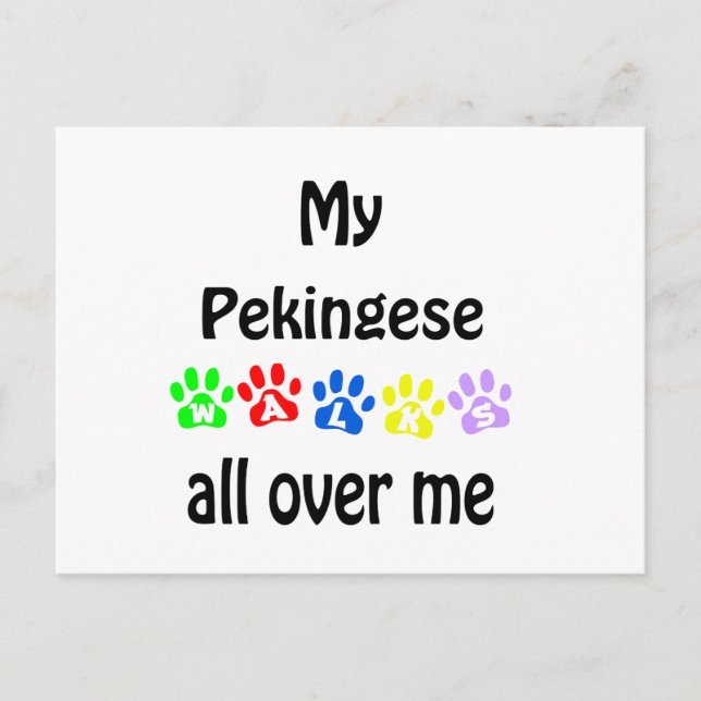 Pekingese Walks Design Vykort (Framsida)