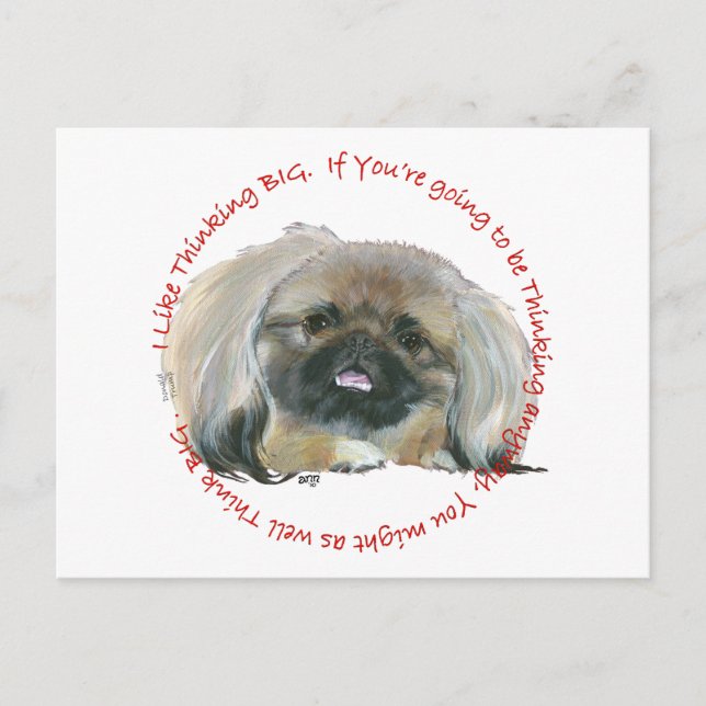 Pekingese Wisdom - att tänka BIG Vykort (Framsida)