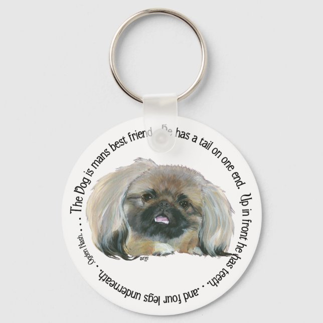 Pekingese Wisdom - Hund är människans bästa vän Nyckelring (Framsida)