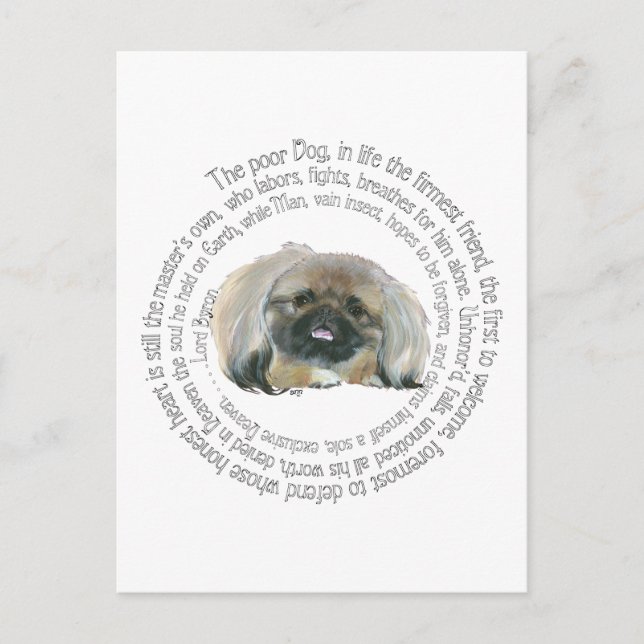 Pekingese Wisdom - och Lord Byrons Lament Vykort (Framsida)