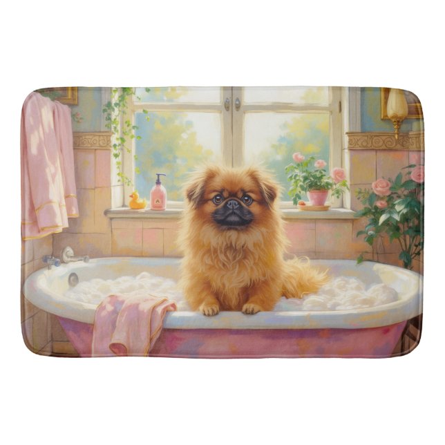 Pekingeser Badtid Elegant Badrumsdekor Badrumsmatta (Framsidan)
