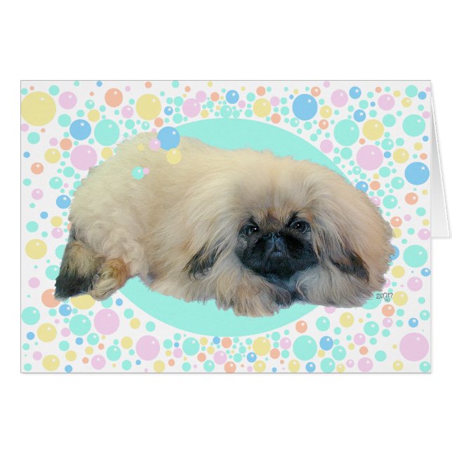 Pekingeser Bubbel Glädje Hälsningskort (Framsidan Horizontal)