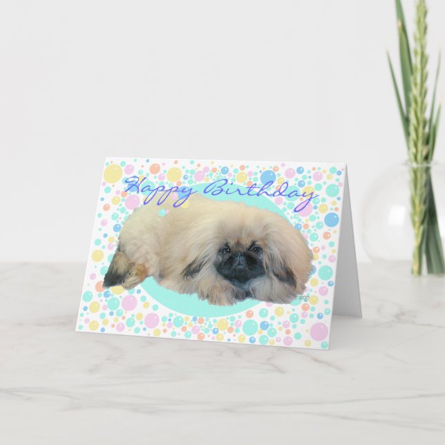Pekingeser Bubbel Glädje Kort (Framsida)