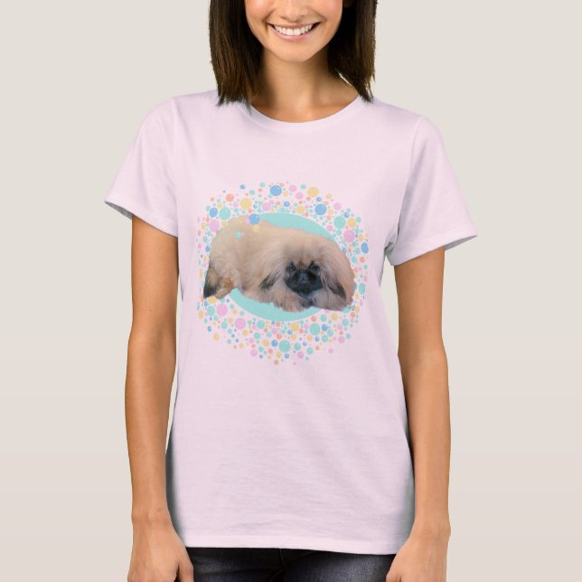Pekingeser Bubbla Lycka Tee Shirt (Framsida)