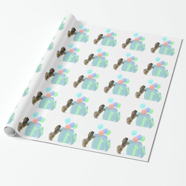 Pekingeser Celebrationsballonger Presentpapper (Utrullad)