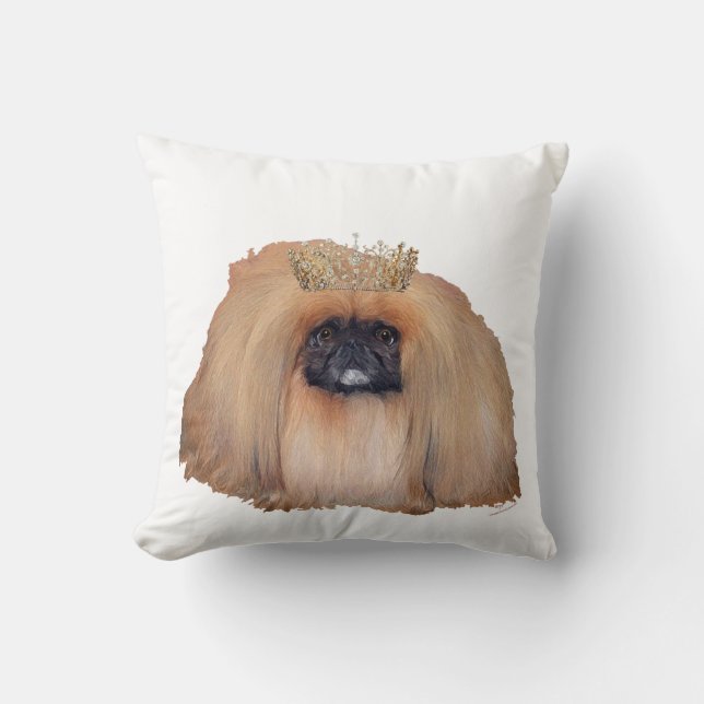Pekingeser Drottning (Anpassa om du önskar!) Kudde (Framsida)