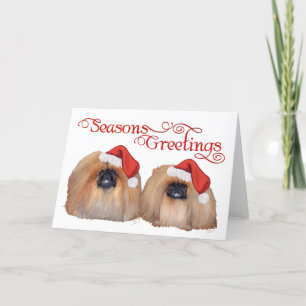 Pekingeser firar jul helgkort