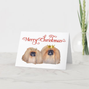 Pekingeser firar jul helgkort
