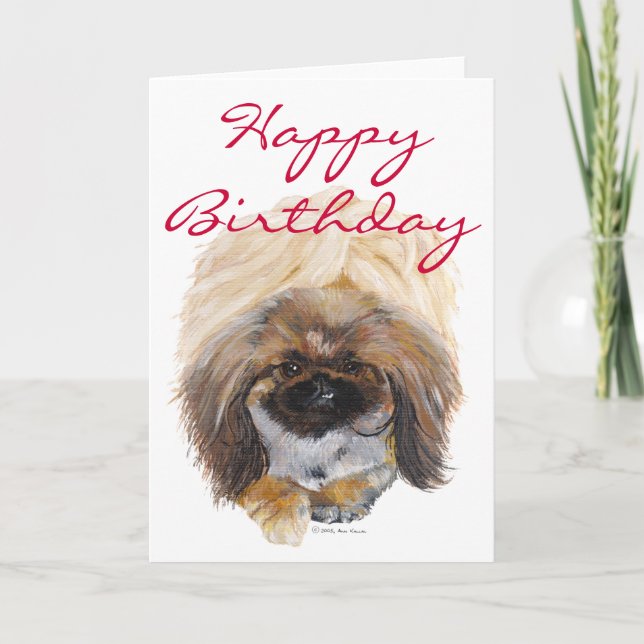 Pekingeser födelsedagsgratulationskort kort (Framsida)