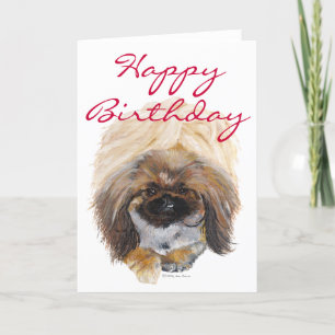 Pekingeser födelsedagsgratulationskort kort