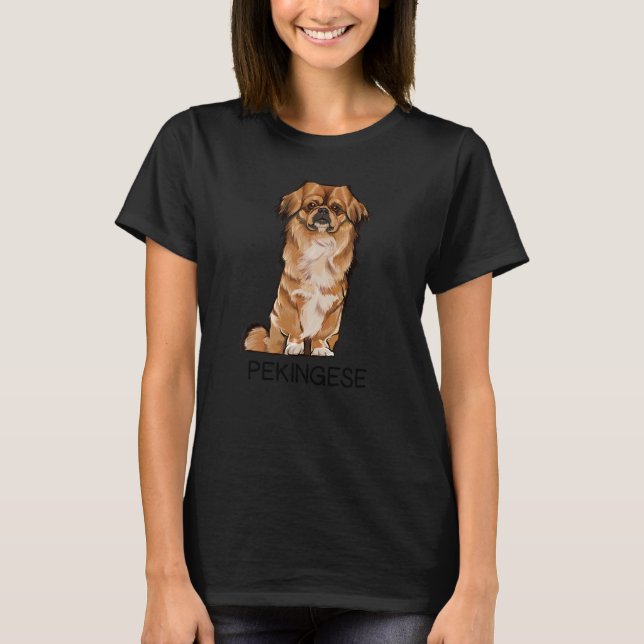 Pekingeser Galen Hund T Shirt (Framsida)