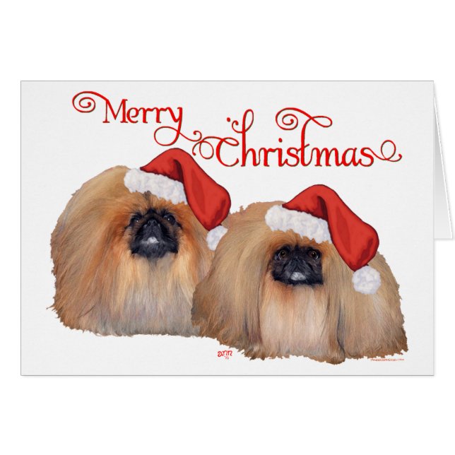 Pekingeser God Jul Hälsningskort (Framsidan Horizontal)