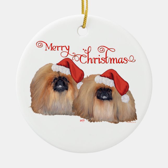 Pekingeser God Jul Julgransprydnad Keramik (Framsidan)