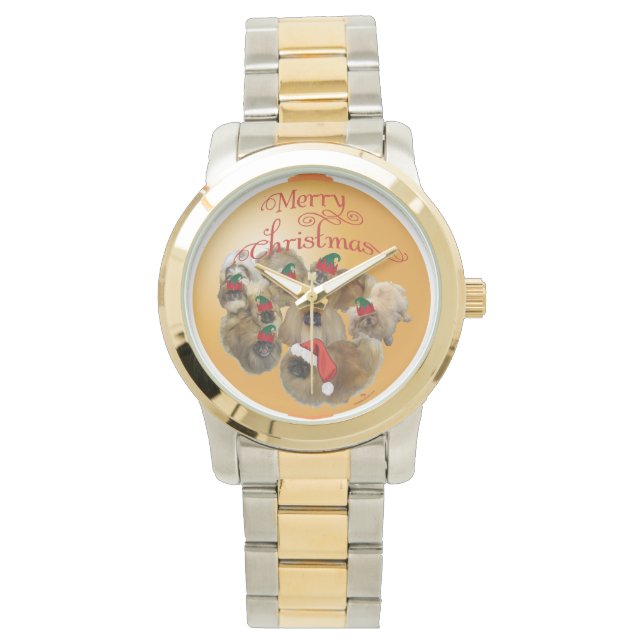 Pekingeser Grupp Ornament Armbandsur (Framsida)