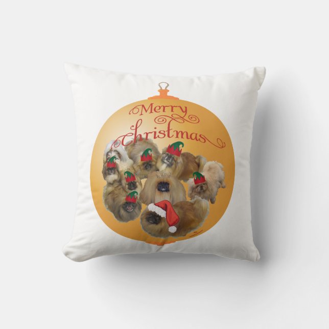 Pekingeser Grupp Ornament Kudde (Framsida)