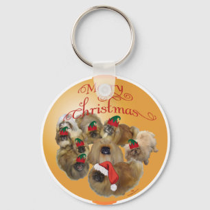 Pekingeser Grupp Ornament Nyckelring
