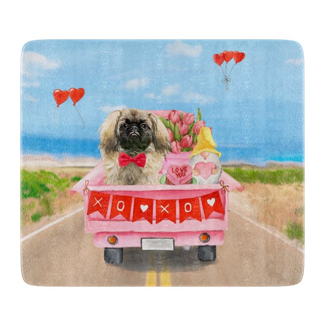Pekingeser Hund Alla Hjärtans Dag Lastbil Hjärtan (Framsidan)